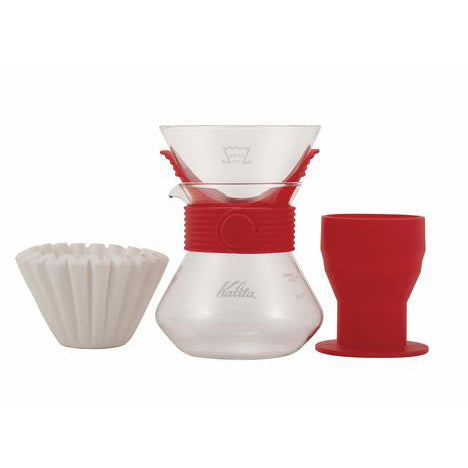 Kalita Style Up Glass Coffee Brewer Set - Red